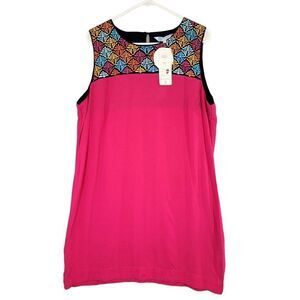 Escapada Living Melody Dress Womens‎ XL Midi Sleeveless Pink Embroidered Barbie
